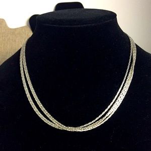 Premiere Designs necklace four silver tone strands